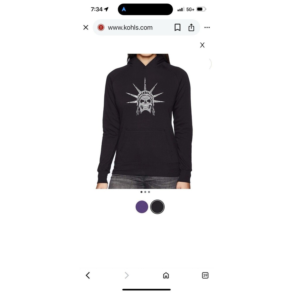 Lane Seven Unisex Graphic Hoodie – Size Small Black Skull Statue of Liberty